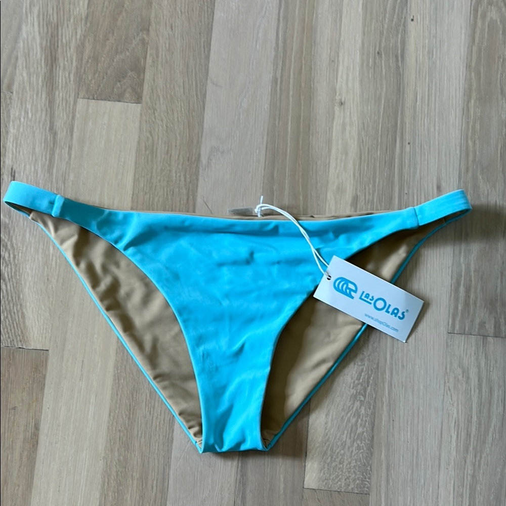 Blue and Tan Classic Bikini Bottom Swimwear